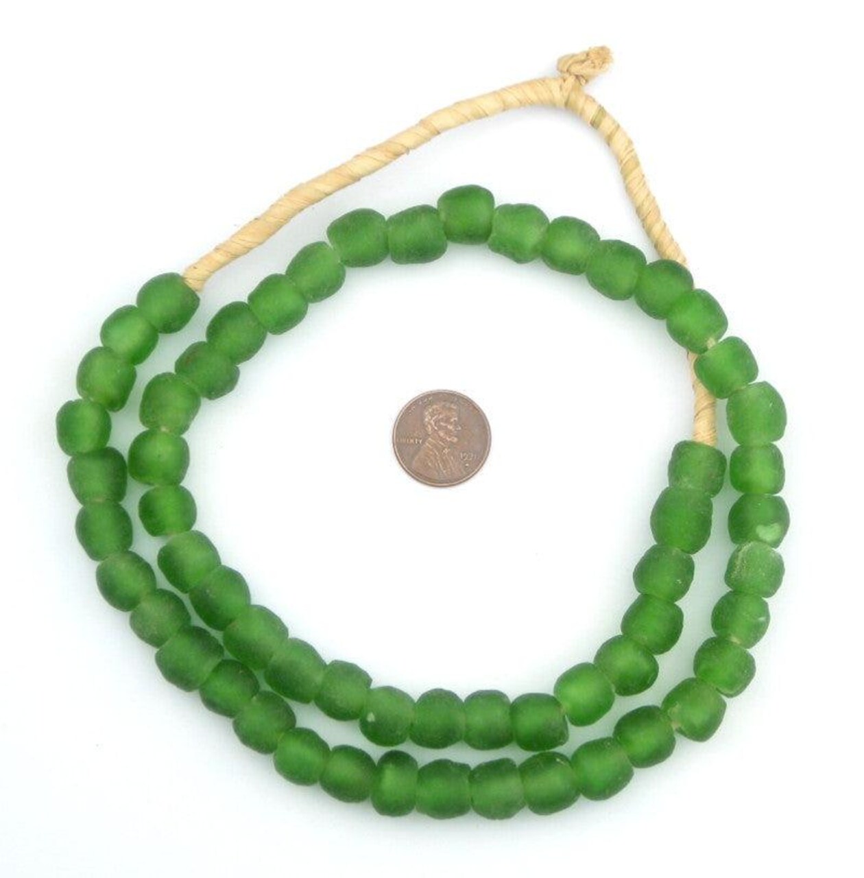The Bead Chest African Recycled Glass Beads, 11mm - Full Strand Eco-Friendly Fair Trade Sea Glass Beads from Ghana Handmade Ethnic Round Spherical Tribal Boho Krobo Spacer Beads